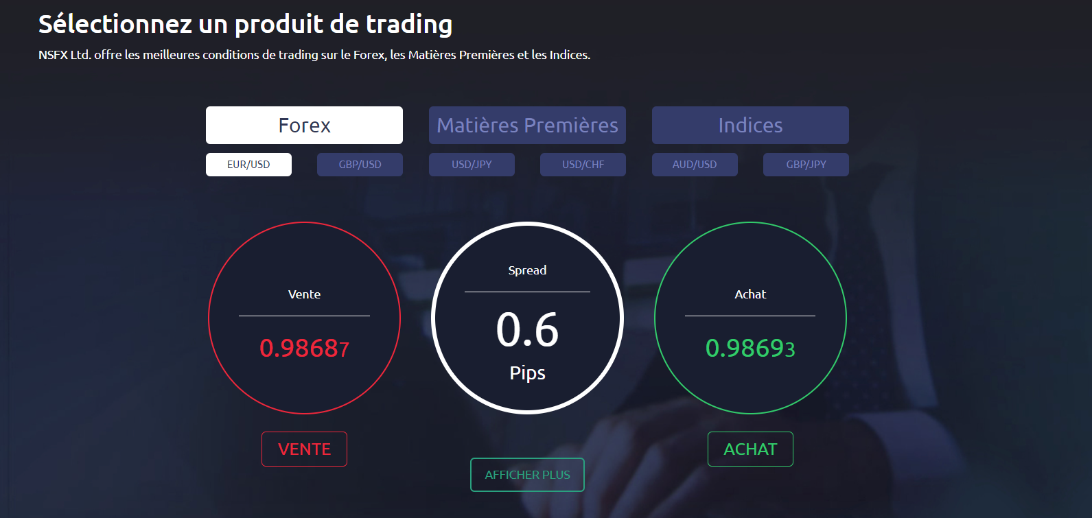 Conditions commerciales NSFX