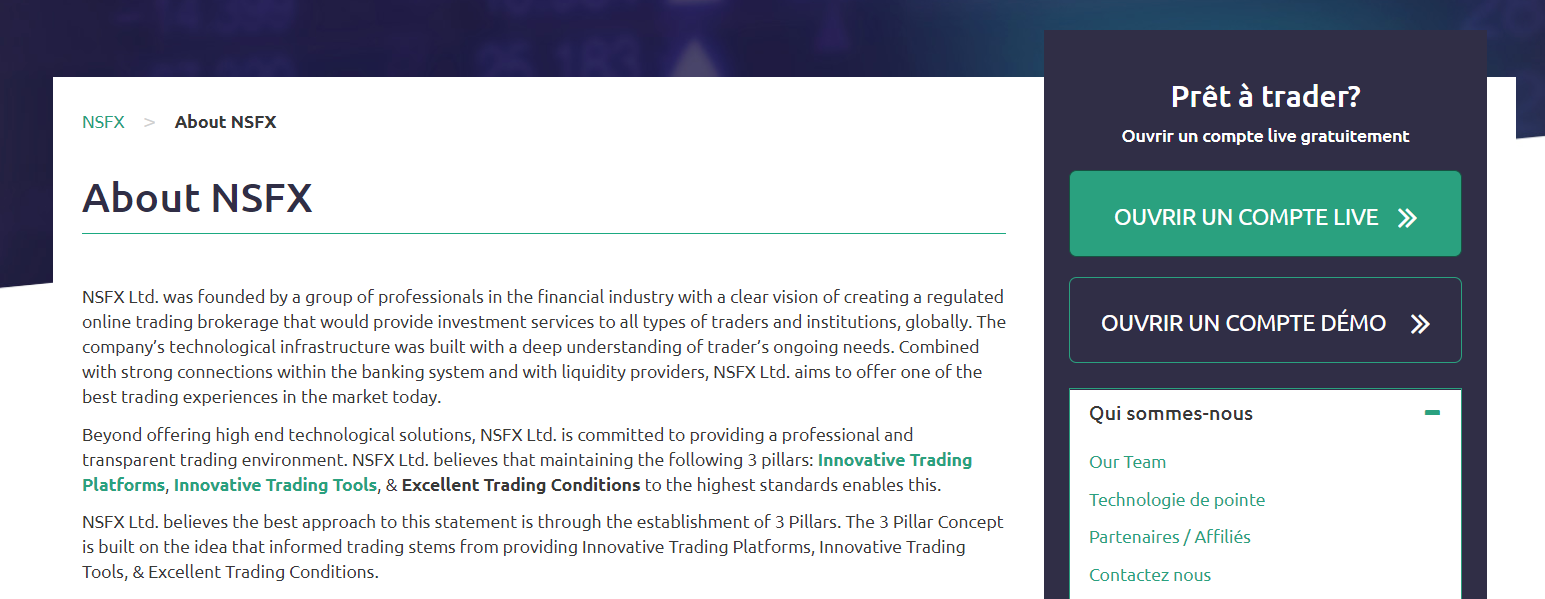 Caractéristiques de NSFX